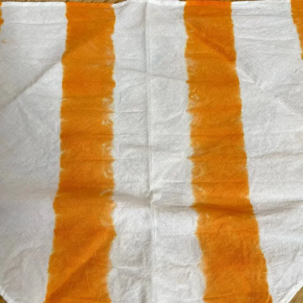 tie dye bandana and hair scrunchie combo orange white stripe